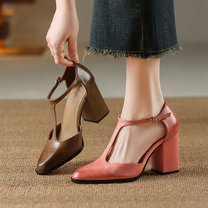 Dames mary jane hakken met retro design - Mireille