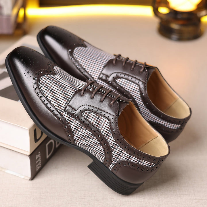 Leren herenschoenen met ruitmotief - Henrik