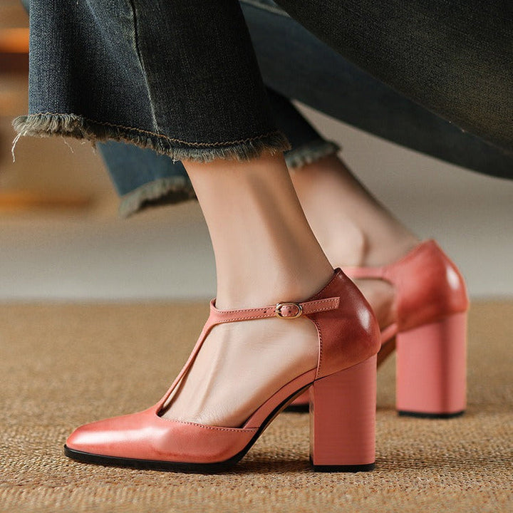 Dames mary jane hakken met retro design - Mireille