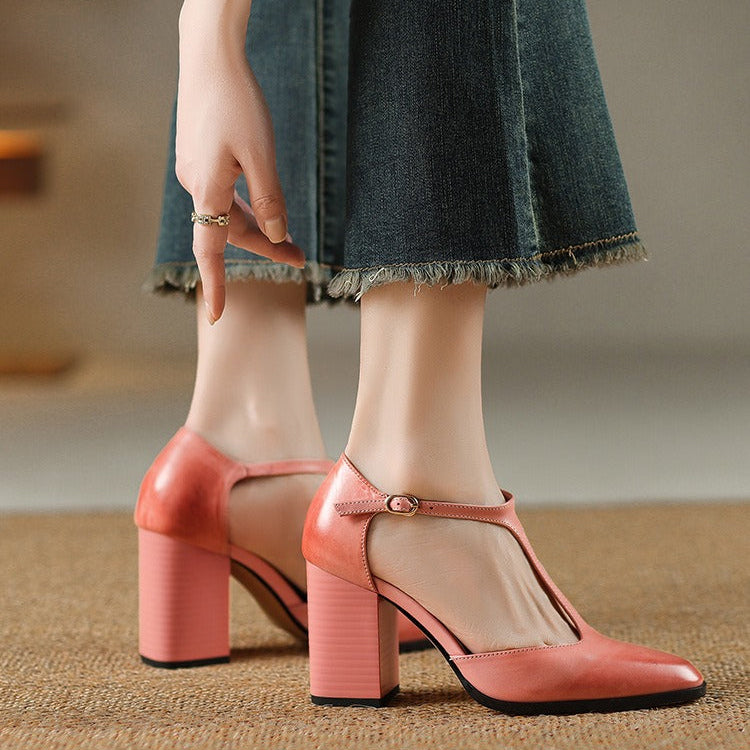 Dames mary jane hakken met retro design - Mireille
