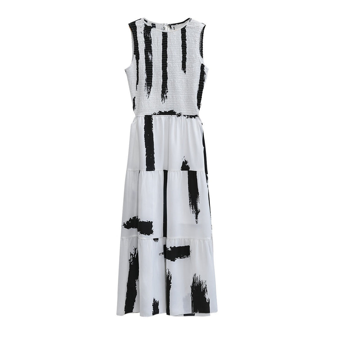 Midi-jurk met artistieke print en uitlopende stijl - Helena