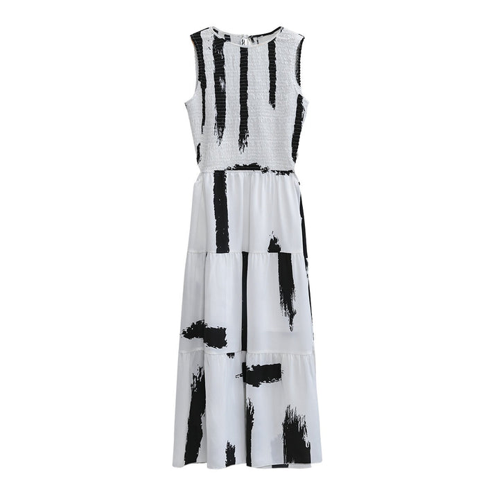 Midi-jurk met artistieke print en uitlopende stijl - Helena