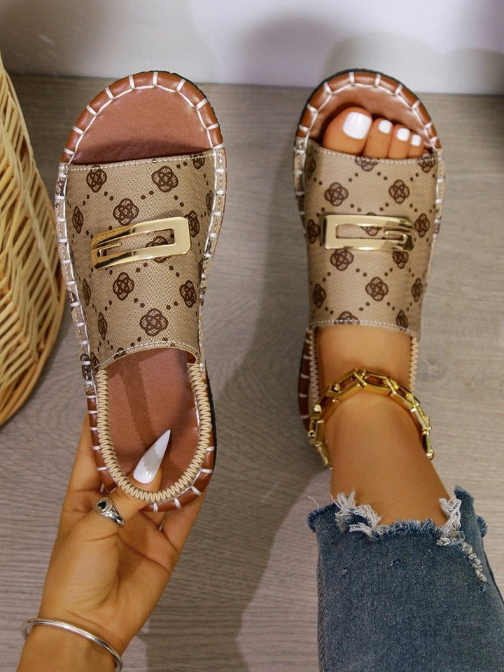 Vrouwen platte sandalen monogram print casual stijl - Amelia