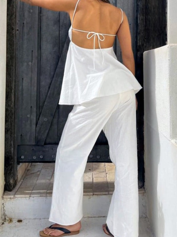 Elza - Mouwloos shirt en broek met witte structuursokken