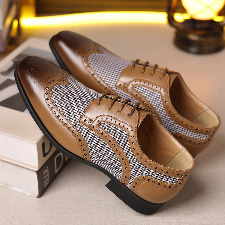 Leren herenschoenen met ruitmotief - Henrik