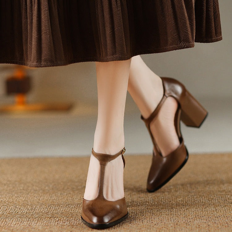 Dames mary jane hakken met retro design - Mireille