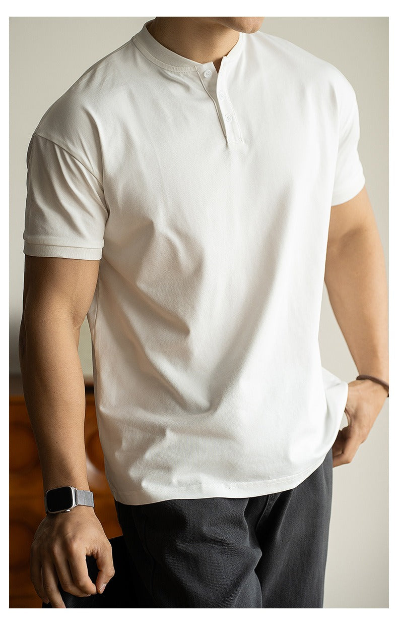 Katoenen heren-T-shirt met maokraag - Damien