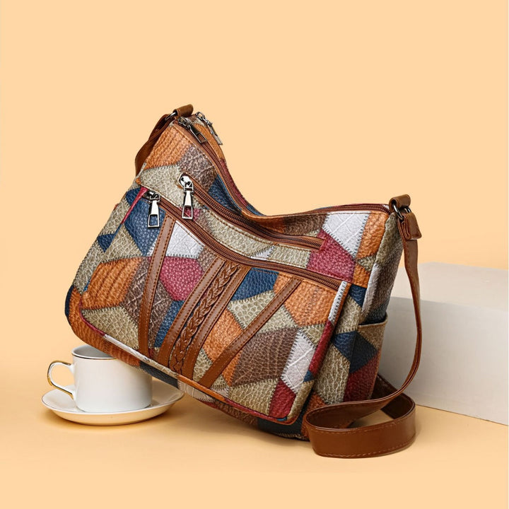 Dameskruistas met veelkleurige geometrische retroprint - Mirella