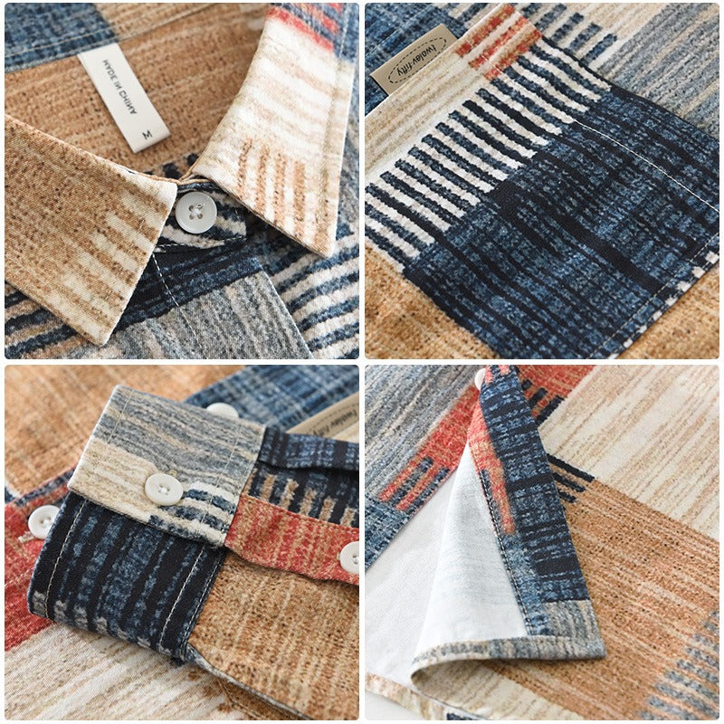 Herenoverhemd katoenen patchworkprint casual stijl - Hector