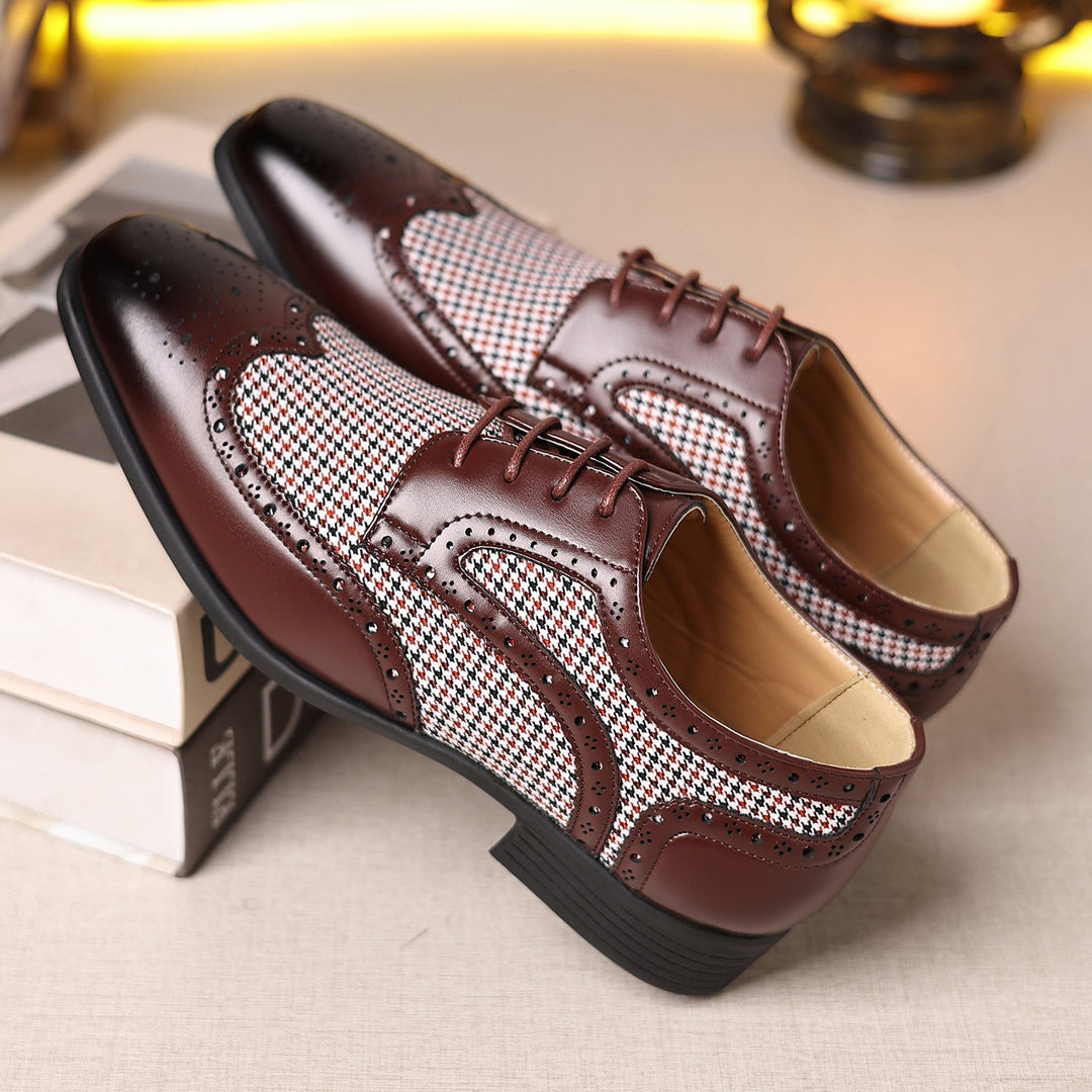 Leren herenschoenen met ruitmotief - Henrik