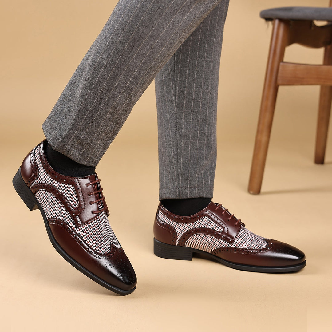 Leren herenschoenen met ruitmotief - Henrik