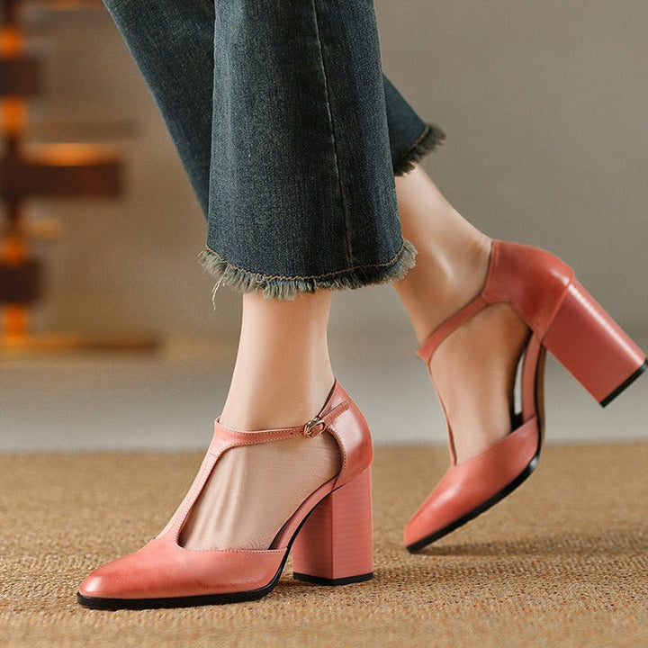 Dames mary jane hakken met retro design - Mireille