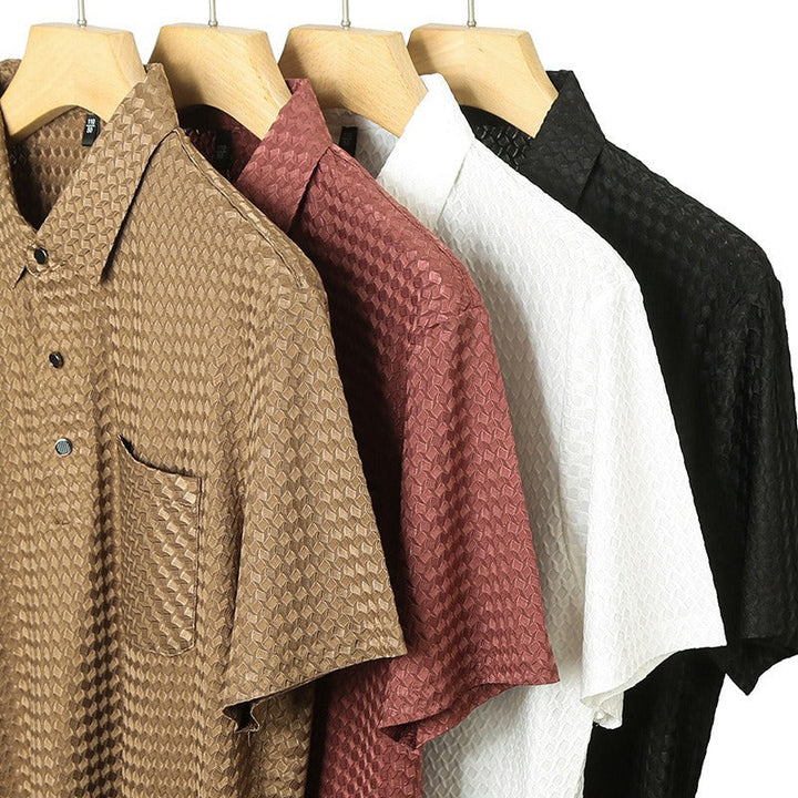 Geometrisch geweven poloshirt met zak voor heren - Marcelo