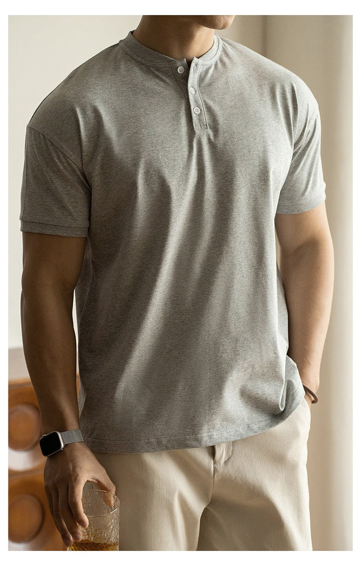 Katoenen heren-T-shirt met maokraag - Damien