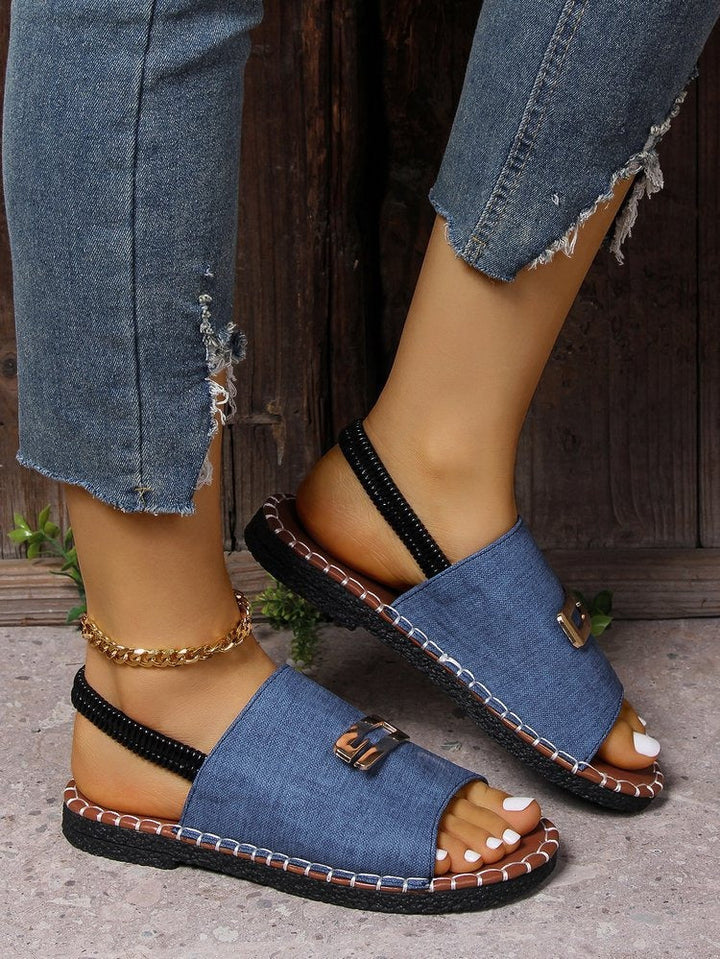 Vrouwen platte sandalen monogram print casual stijl - Amelia