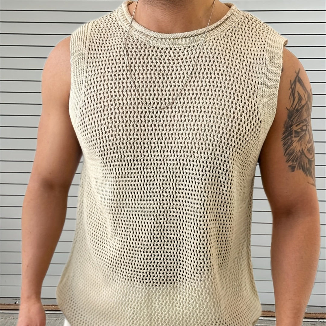 Herengilet zonder mouwen urban style opengewerkte stof - Elias