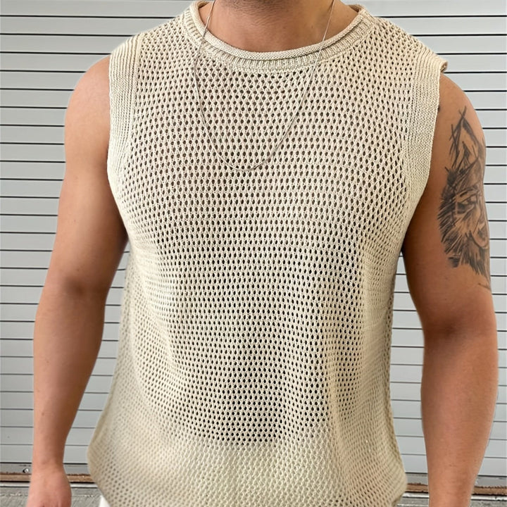 Herengilet zonder mouwen urban style opengewerkte stof - Elias