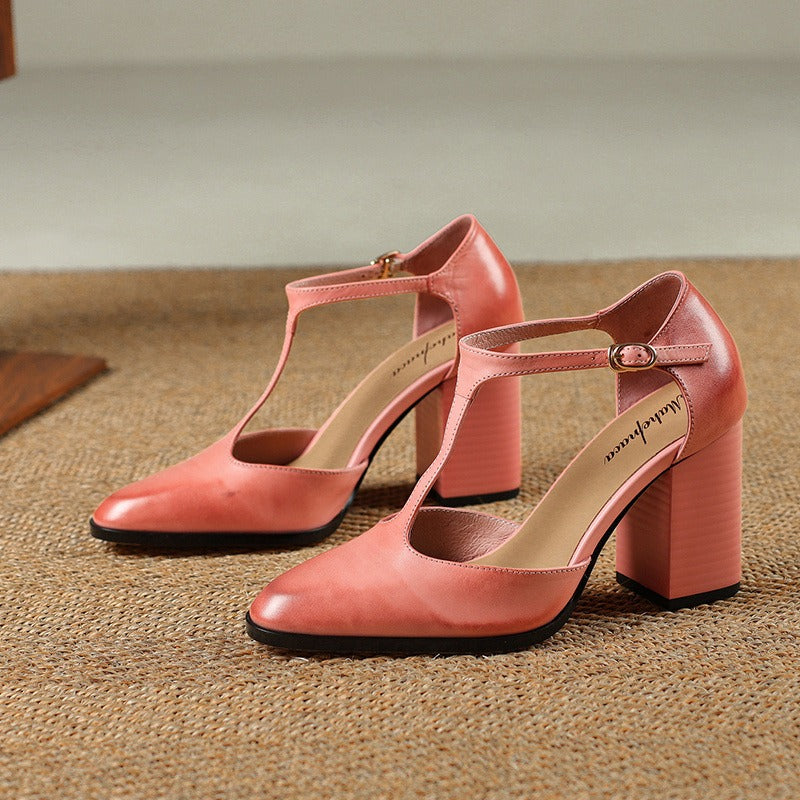 Dames mary jane hakken met retro design - Mireille