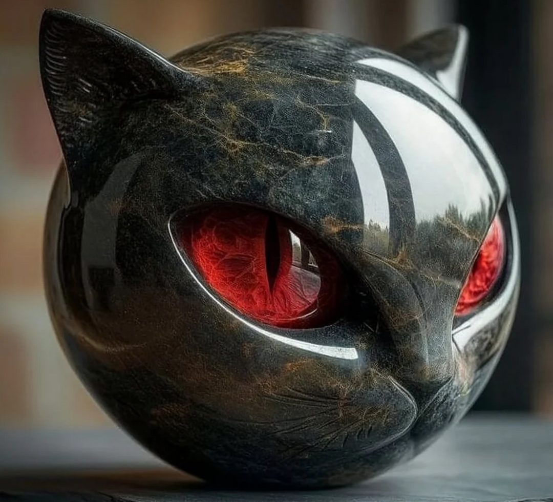 Œil d'Élina - Mystieke katachtige sculptuur in gepolijst marmer