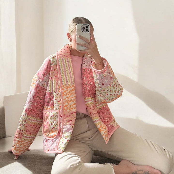 Gewatteerd damesjack met bloemen - Eirlys