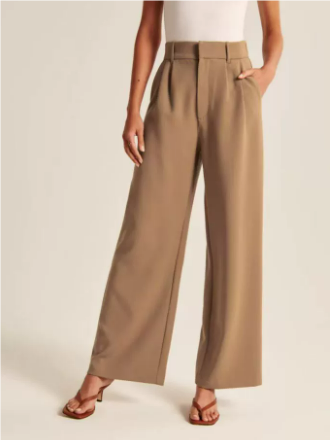 Casual damesbroek - Hoge taille - Wijde pijp