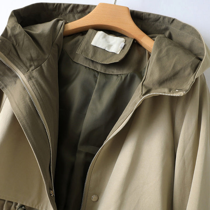 Lange trenchcoat voor dames met verstelbare capuchon - Isolde