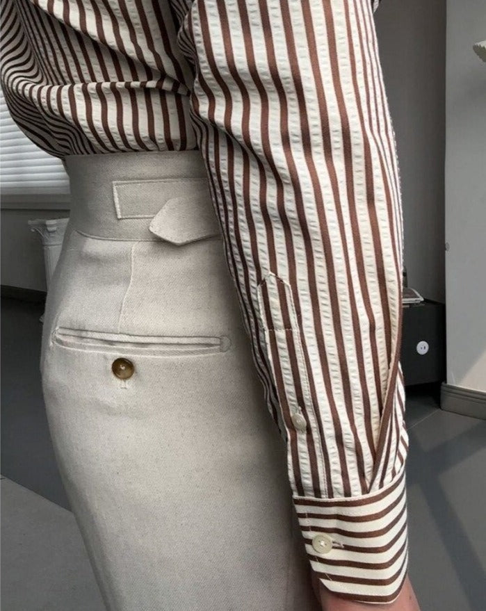 Gestreept overhemd met Italiaanse snit voor heren - Savino