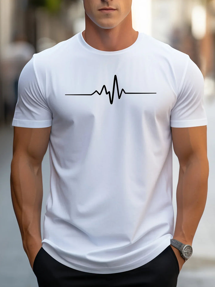 Heren-T-shirt met slim-fit korte mouwen en hartslagprint