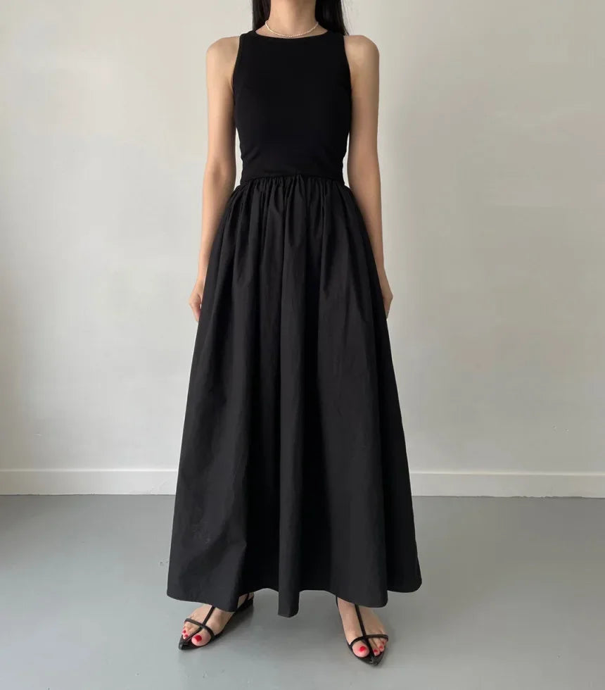 Mouwloze elegante lange jurk zwart - Marie