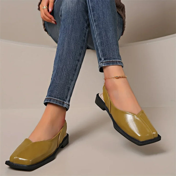 Vierkante teen slingback plat - Carmen