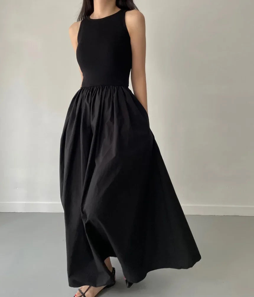 Mouwloze elegante lange jurk zwart - Marie