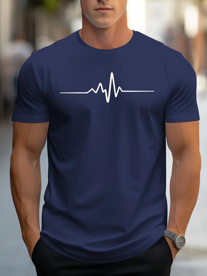 Heren-T-shirt met slim-fit korte mouwen en hartslagprint