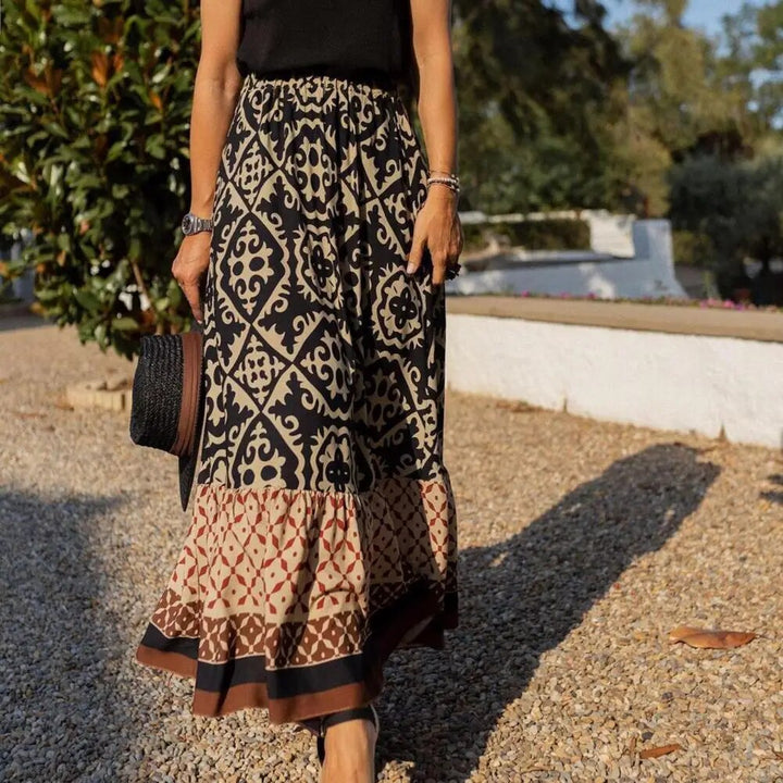 Zomerse damesrok met hoge taille - maxi