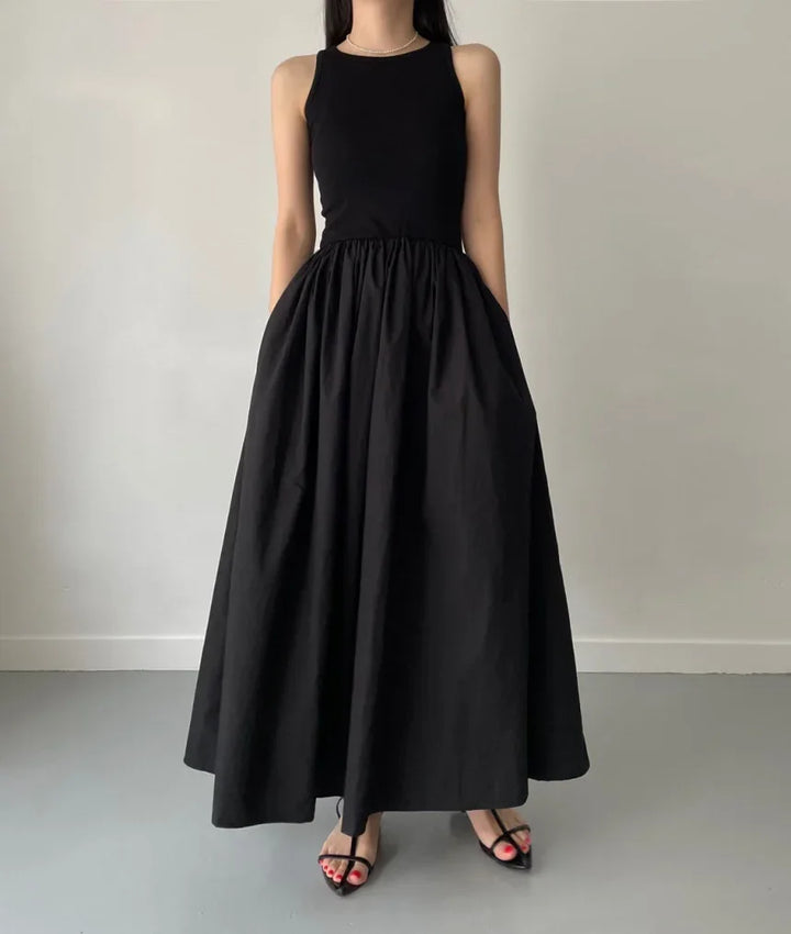 Mouwloze elegante lange jurk zwart - Marie