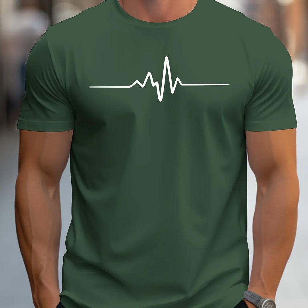 Heren-T-shirt met slim-fit korte mouwen en hartslagprint
