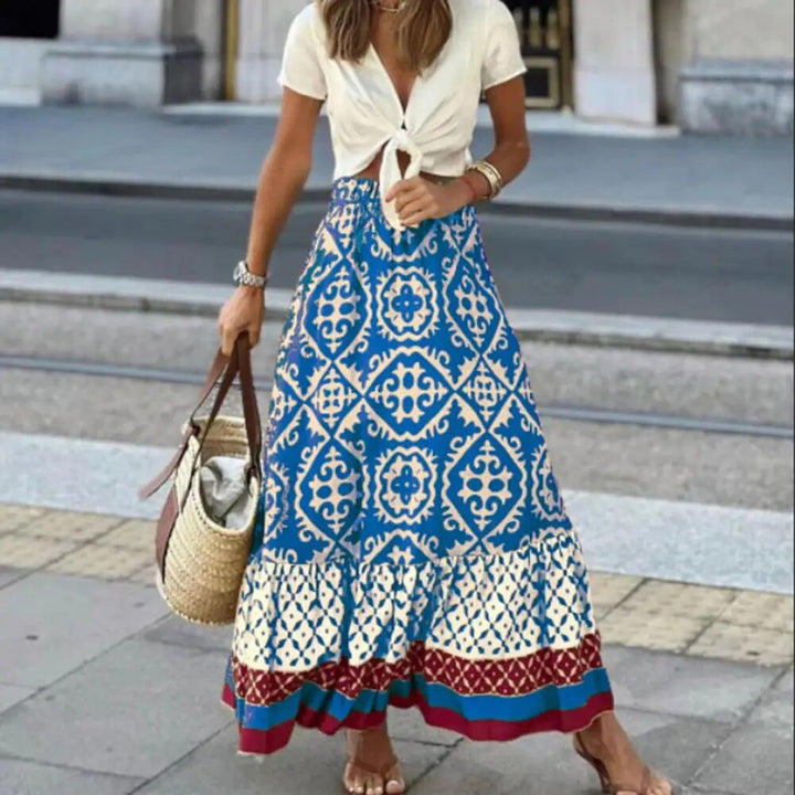Zomerse damesrok met hoge taille - maxi