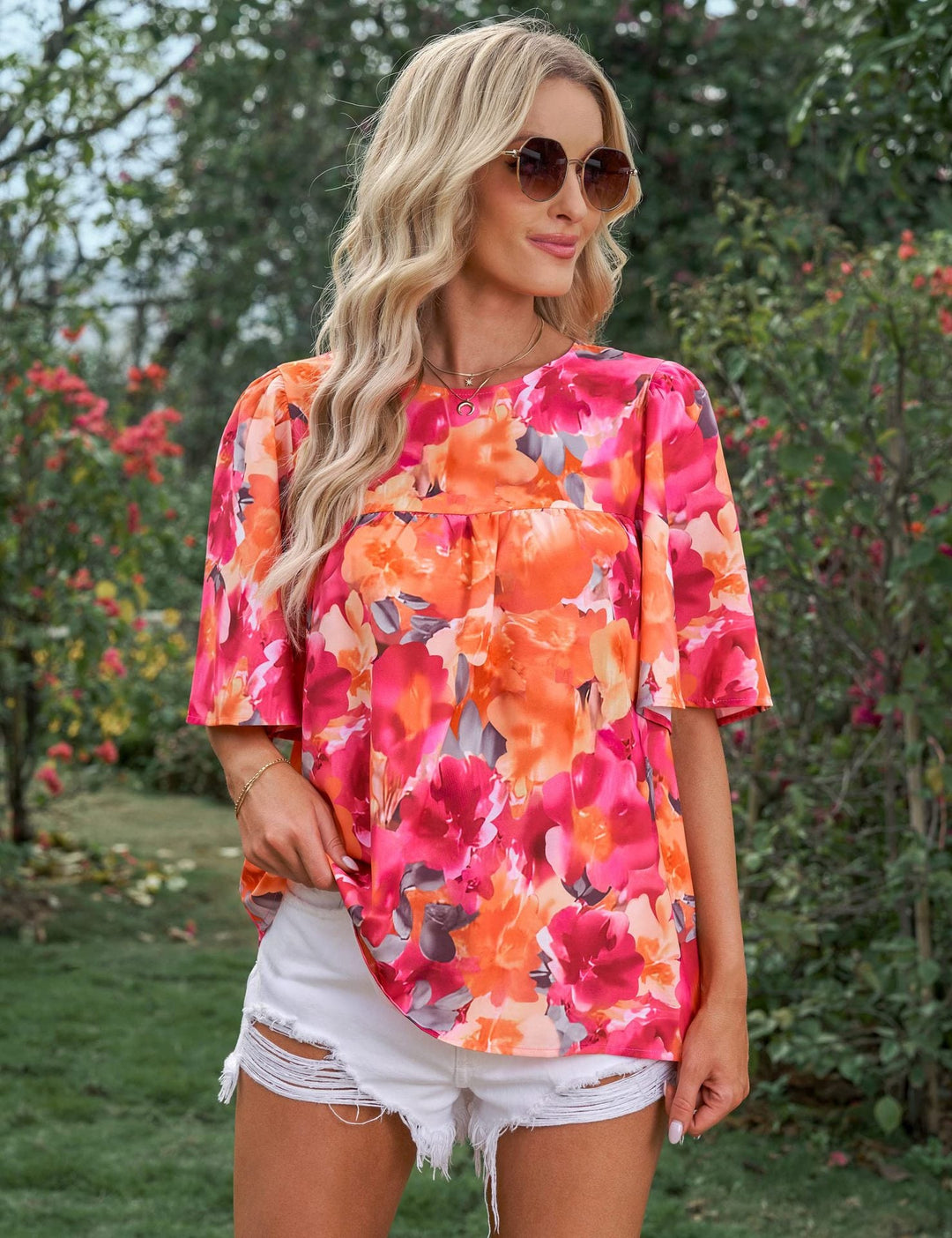 Shanee - Bloemenblouse met mouwen