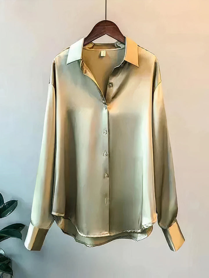 KLARA - Satijnen blouse met lange mouwen