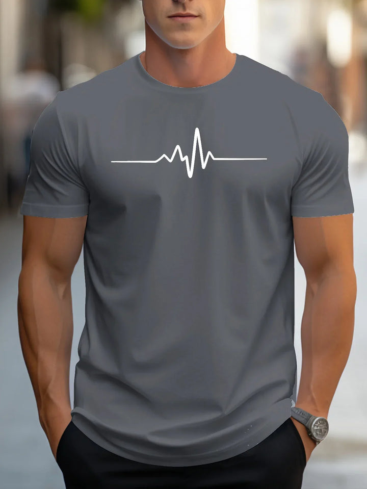 Heren-T-shirt met slim-fit korte mouwen en hartslagprint