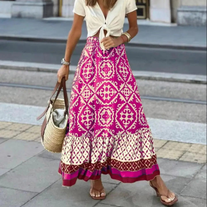 Zomerse damesrok met hoge taille - maxi