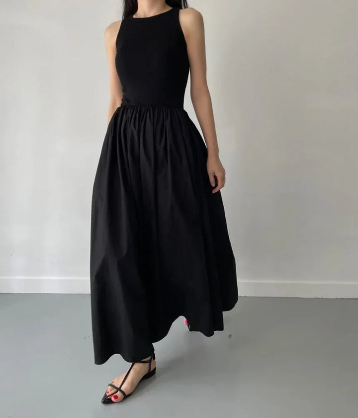 Mouwloze elegante lange jurk zwart - Marie