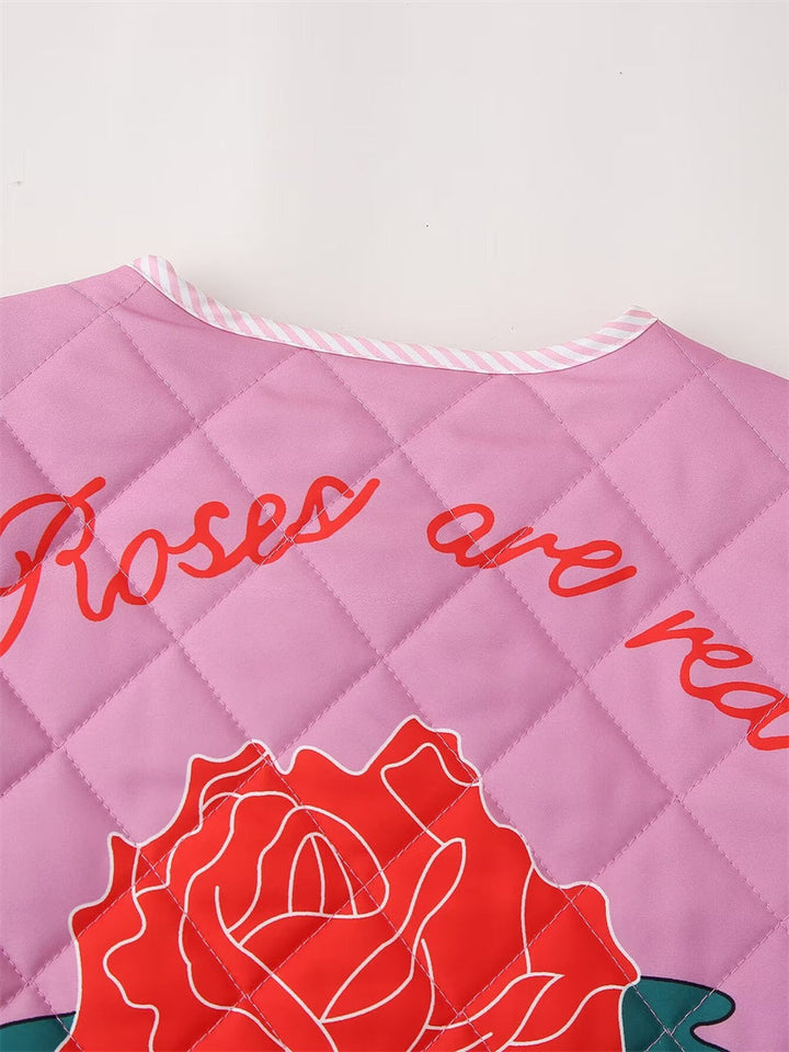 Scarlett - Roze damesjas met patchwork en strik