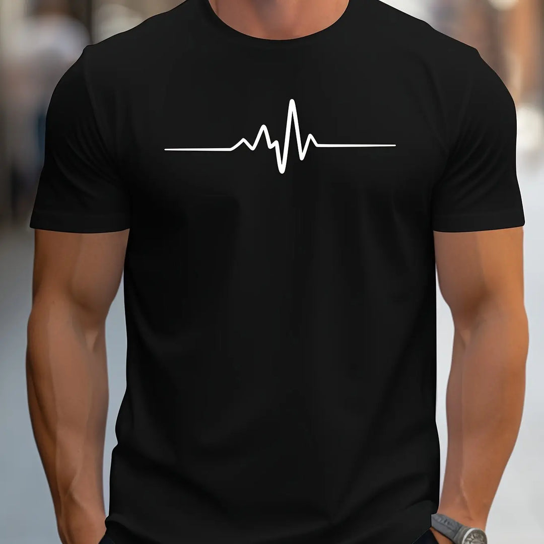 Heren-T-shirt met slim-fit korte mouwen en hartslagprint