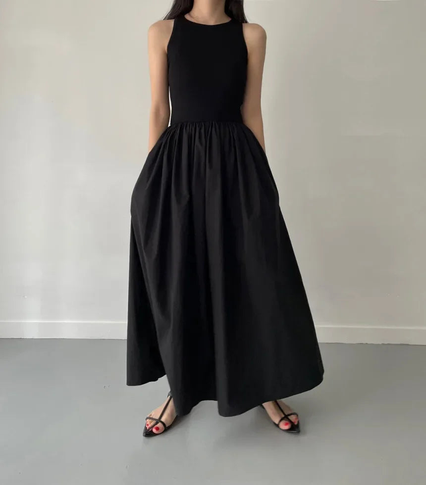Mouwloze elegante lange jurk zwart - Marie