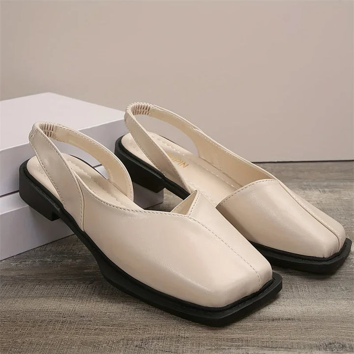 Vierkante teen slingback plat - Carmen