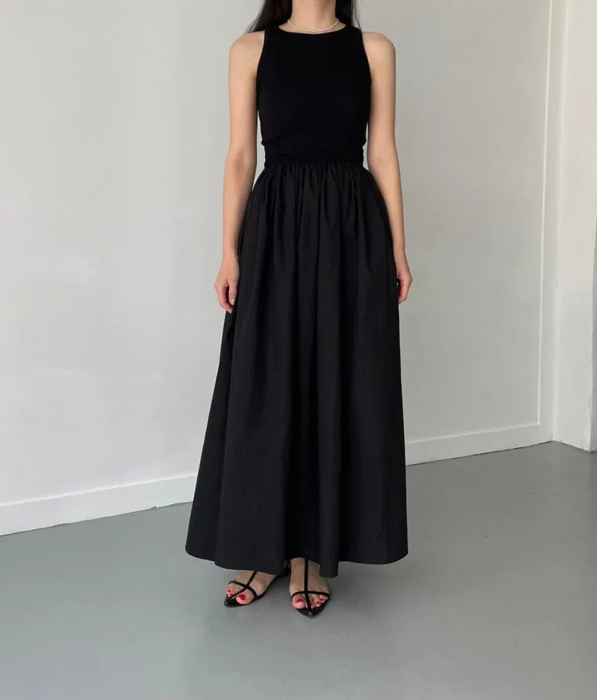 Mouwloze elegante lange jurk zwart - Marie