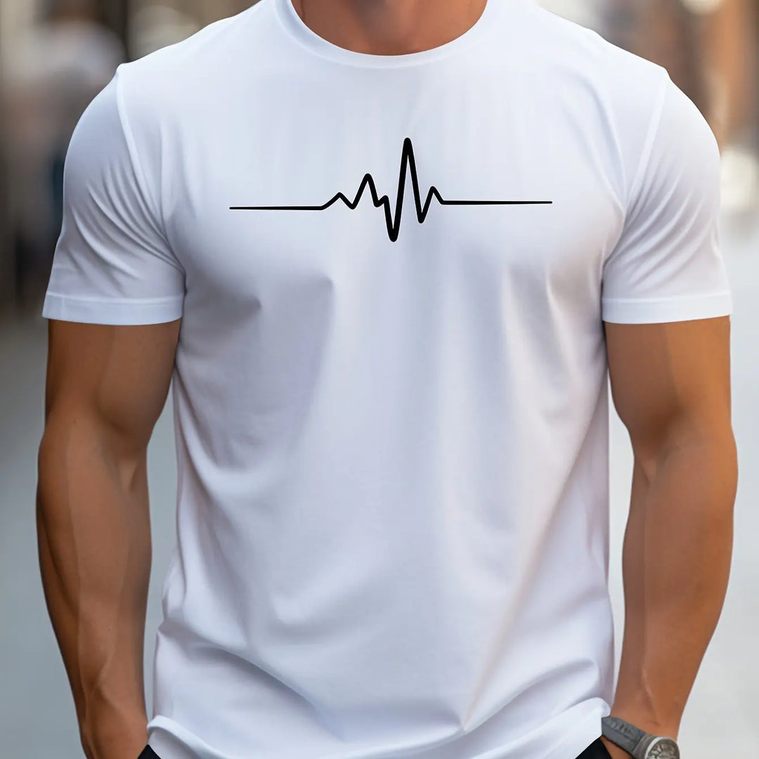 Heren-T-shirt met slim-fit korte mouwen en hartslagprint