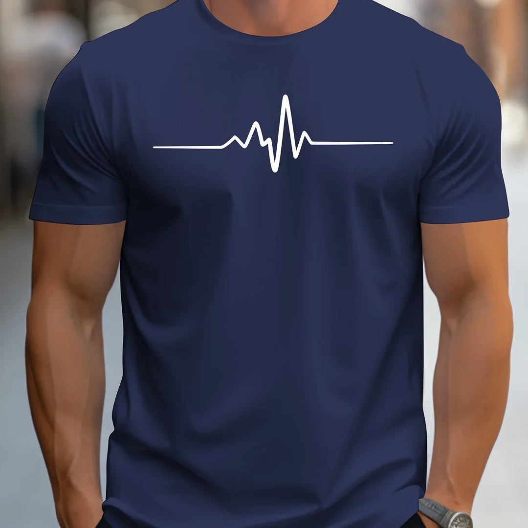 Heren-T-shirt met slim-fit korte mouwen en hartslagprint