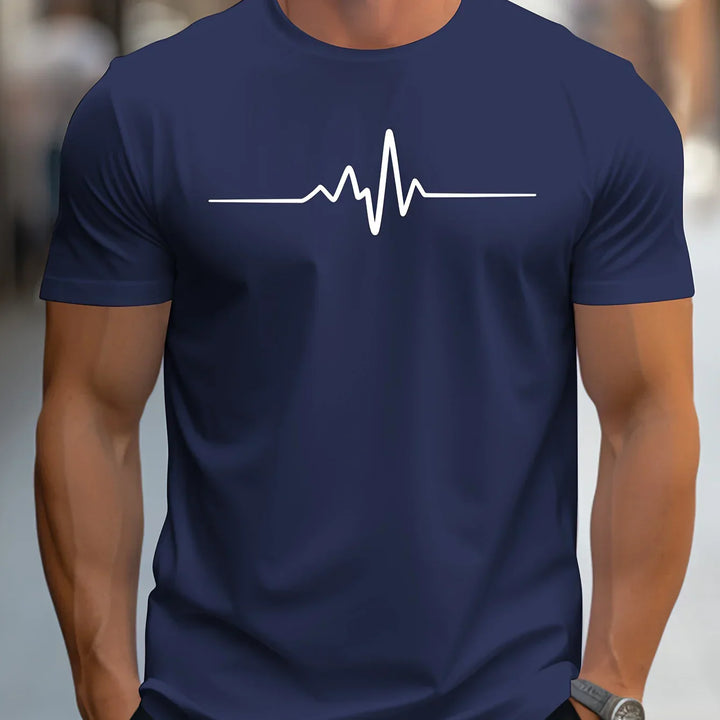 Heren-T-shirt met slim-fit korte mouwen en hartslagprint