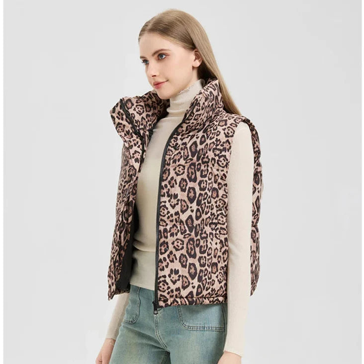 Gewatteerd damesgilet met dierenprint - Alisanne